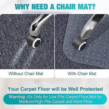 2 Pack Office Chair Mat for Carpets, 48'' x 30'' Clear Floor Mat for Carpeted Floors, Thick and Sturdy Carpet Protector with Grips, Easy Glide and Flat Without Curling - Image 2
