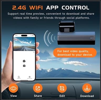 2.5K Car Dash Cam, VEEMENT Dash Camera for Cars, 1440P Car Dash Camera with APP, WiFi Dash Cams with WDR Night Vision, 24/7 Parking Monitor Dashcam, 160°Wide, G-Sensor, Mini Dash Cam - Image 3
