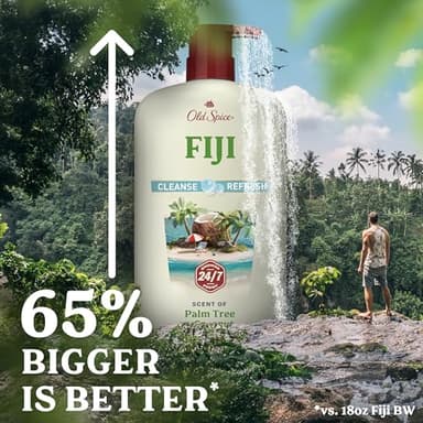 Old Spice Body Wash for Men, 24/7 Shower Fresh with Lasting Scent, Cleanse & Refresh, Gentle on Skin, Vitamin B3, Fiji with Palm Tree + Coconut Scent, 25 oz (Pack of 4) - Image 8