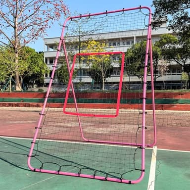 Adjustable Volleyball Rebounder Net 7x4 ft with PU Volleyball and Stakes - Bounce Back Training Equipment for Practicing Volleying, Bumping, Spiking, Easy Set Up & Steady for Multi Sports (Pink) - Image 2