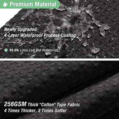 Dynamene Black Fabric Shower Curtain - Waffle Textured Heavy Duty Cloth Curtains for Bathroom, 256GSM Hotel Spa Luxury Weighted Polyester Bath Curtain Set with 12 Plastic Hooks(72Wx72H, Black) - Image 4