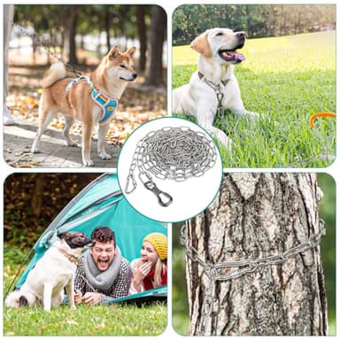 Tresbro Heavy Duty Dog Chains for Outside, 15FT Stainless Steel Tie Out Cable with Swivel Hook for Small Medium Dogs, Metal Chew Proof Pet Runner Chain Leash Lead for Outdoor Camping Hiking Yard, 3MM - Image 6