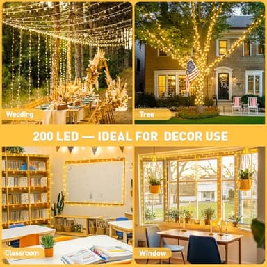 JMEXSUSS 200 LED Christmas Lights Indoor Outdoor, Connectable Warm White Christmas Tree Lights Clear Wire, 66 Ft Twinkle Fairy String Light Plug in for Bedroom Wedding Xmas Tree Decorations - Image 7