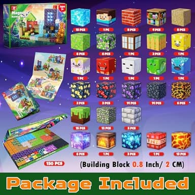 150 PCS Magnetic Blocks with Light Blocks - Magnet Tiles Toys for Kids, Boys and Girls, Magnetic Building Blocks Cubes, Stacking Magnets for Kids, Birthday Gifts for Boys and Girls Age 3+ Years Old - Image 2