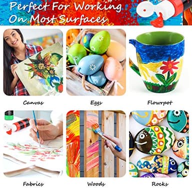 Caliart Acrylic Paint Set, 52 Colors (2oz/Bottle) with 4 Brushes, Art Craft Paints for Adults Artists Beginners Painters, Canvas Halloween Pumpkin Ceramic Wood Fabric Rock Painting Supplies Kit - Image 5