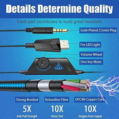 BENGOO G9000 Stereo Gaming Headset for PS4 PC Xbox One PS5 Controller, Noise Cancelling Over Ear Headphones with Mic, LED Light, 7.1 Surround Sound, Soft Memory Earmuffs for Nintendo Xbox Series X|S - Image 7