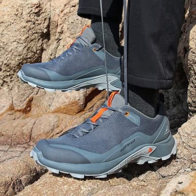 HUMTTO Men's All-Terrain Waterproof Hiking Shoes Lightweight Breathable Trekking Trails Shoes Anti Slip Outdoor Shoes 13 Grey - Image 9