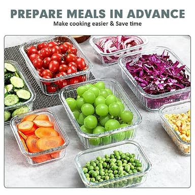 KOMUEE 10 Packs Glass Meal Prep Containers with Lids, Glass Food Storage Containers Set, Airtight Lunch Containers, Microwave, Oven, Freezer and Dishwasher Safe, Gray - Image 5