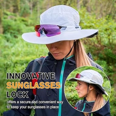 TOP-EX Men's Waterproof Bucket Sun Hat with Wide Brim, Summer Boonie Shade Cap for Outdoor Hiking, Fishing, Beach, Safari - UV Protection SPF Sunhat, Navy M/L - Image 4
