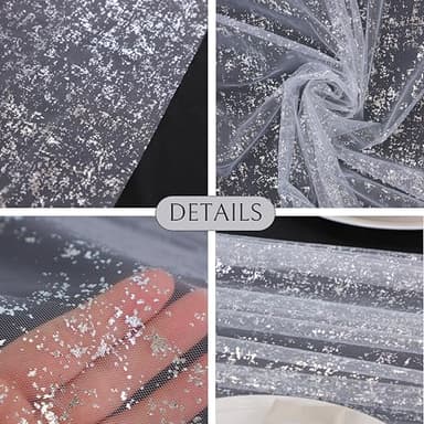 Snowkingdom 6 Pcs 10 FT Silver White Cheesecloth Table Runner Sheer Chiffon Gauze Runner, Sequin Glitter Silver Table Decoration Centerpieces for Wedding Birthday Christmas Bridal Baby Shower - Image 6