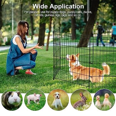 PJYuCien Dog Playpen - Metal Foldable Dog Exercise Pen, Pet Fence Puppy Crate Kennel Indoor Outdoor with 8 Panels 24”H & Bottom Pad for Small Medium Pets - Image 8