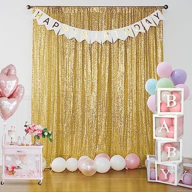 Sugargirl Gold Sequin Backdrop Curtain 4 Panels 2FTx8FT Glitter Gold Background Drapes Sparkle Photography Backdrop for Party Wedding Birthday Wall Decoration - Image 8