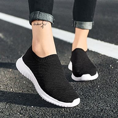 TIOSEBON Women's Walking Shoes Lightweight Mesh Slip-on- Breathable Running Soft Comfortable Sneakers 10 US Black - Image 6