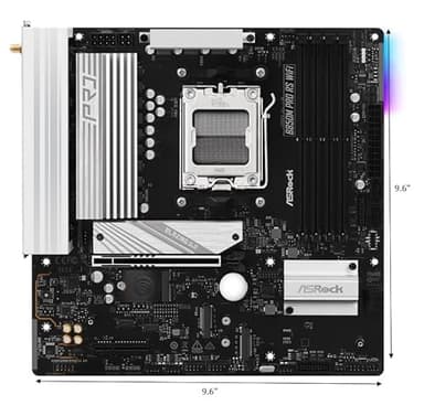 ASRock AMD B850M Pro RS WiFi 6E Socket AM5 Ryzen 9000, 8000 and 7000 Series DDR5 B850 up to 8000+ (OC) MHz 256GB Micro ATX Motherboard M.2 SATA3 6.0 Gb/s PCIe 5.0 Realtek 2.5G LAN BIOS Flashback - Image 2
