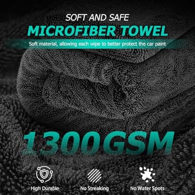 Microfiber Towels For Cars 2-Pack Car Drying Towel 1300 Gsm Ultra-Large Soft Microfiber 35" x 27.5" & 19.7" x 11.8" Towels Are Great For Car And Home Cleanups No Streaks, Scratches Or Water Spots - Image 3