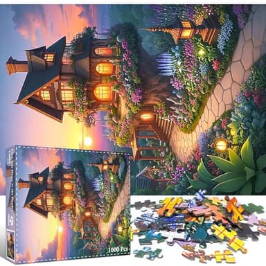 TangMosaic Puzzles for Adults 1000 Pieces, Jigsaw Puzzles Challenging Night Game, Fairytale House Puzzles Interlock Perfectly No Dust for House Decoration, Birthday Party Holiday Toy for Parents Kids - Image 2