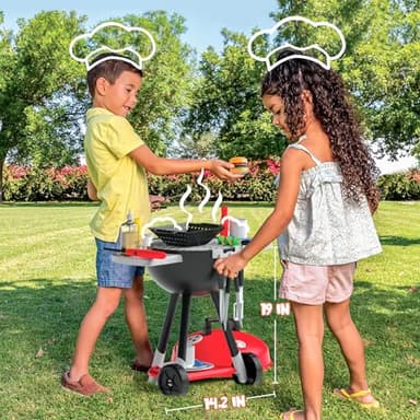 JOYIN 34 PCS Kitchen Toy Set, BBQ Play Grill, Cooking Toy Set, Little Chef Play, Kids Grill Playset Interactive BBQ for Kids with Light & Sound, Birthday Gift for Boys Girls - Image 6