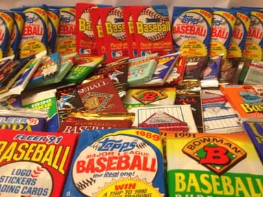 100 Vintage Baseball Cards in Old Sealed Wax Packs - Perfect for New Collectors - Image 1
