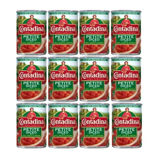 Contadina Petite Cut Diced Tomatoes with Garlic, Basil & Oregano, 14.5 oz (Pack of 12) - Image 1