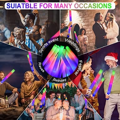 LifBetter 45 Pcs Glow Sticks Bulk- LED Foam Sticks in The Dark with 3 Modes Flashing Led Foam Multicolor Batons Light up Party Favors for Birthdays, Weddings, Concerts, Festivals - Image 4