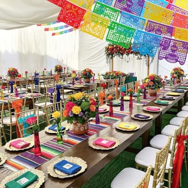 Lctevvn 6 Packs 108 Ft Fiesta Party Decorations Mexican Party Banners Papel Picado Banners Cinco De Mayo Decorations Dia De Los Muertos Decor Mexico Halloween Banner Birthday Party Decorations (6pack Banners) (Multicolour-6Packs) - Image 7