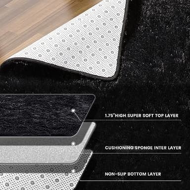 Super Soft Area Rugs for Living Room 5x7 Black, Fluffy Furry Shaggy Fuzzy Area Rug, Upgrade Anti-Skid Rectangular, High Pile Soft Throw Rug for Bedroom and Kids Room, Home Decor Aesthetic - Image 6