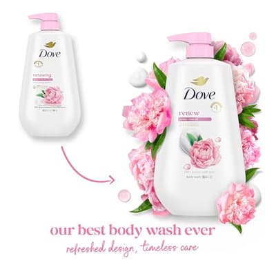 Dove Body Wash with Pump Renew Peony & Rose Oil For 24hr Lotion-Soft Skin Moisturizing Skin Cleanser with No Sulfates No Parabens 30.6 Oz - Image 3