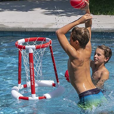 GoSports Splash Hoop 360 Floating Pool Basketball Game - Includes Hoop, 2 Balls and Pump - Red - Image 5