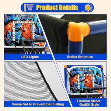 Kids Arcade Basketball Hoop with 4 Balls, Indoor Outdoor Single Shot Basketball Game for Toddler,Carnival Games Sport Toys Gifts for Boys Girls Ages 3-8 Years Old,Ideal for Competition,Pump Included - Image 6