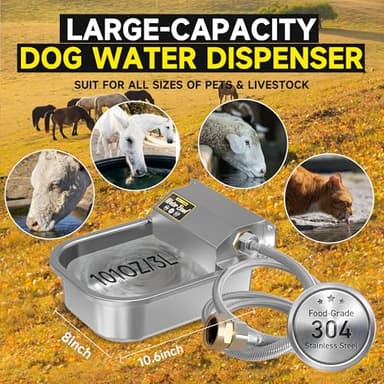 PETIMI Automatic Water Dispenser for Dogs, 101oz Outdoor Dog Water Bowl, 304 Stainless Steel Water Feeder for Small to Large Pets, Large Livestock Waterer, Anti-Tipping, Water Auto-Fill, Easy to Clean - Image 5