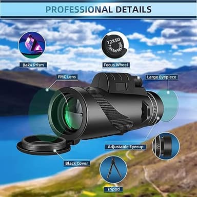 Stscope 360 Monocular Set, Telescope High Power, High-Power Long-Range Optics with Night Vision & Phone Adapter, Tripod-Compatible Gear for Birdwatching Stargazing Camping (80x100,Upgraded Green) - Image 8