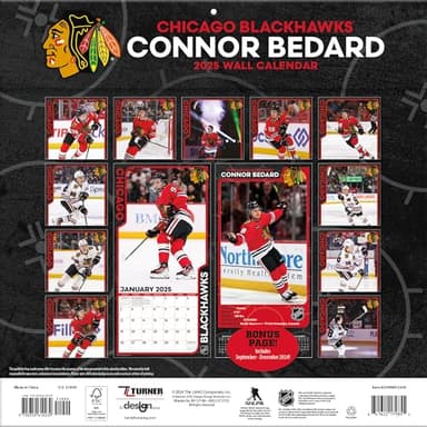 TURNER SPORTS Chicago Blackhawks Connor Bedard 2025 12x12 Player Wall Calendar (25998012239) - Image 2