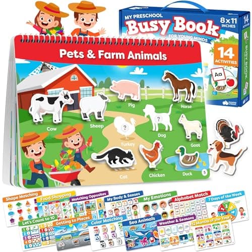 Montessori Preschool Busy Book for Toddlers Ages 3 and Up - Preassembled - Preschool Learning Activities Homeschool Montessori Toys - 3 Year Old Boy Gift - 3 Year Old Girl Christmas Birthday Gift - Image 1
