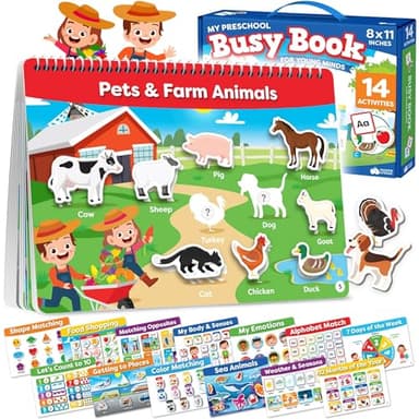 Montessori Preschool Busy Book for Toddlers Ages 3 and Up - Preassembled - Preschool Learning Activities Homeschool Montessori Toys - 3 Year Old Boy Gift - 3 Year Old Girl Christmas Birthday Gift - Image 1