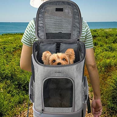 Ytonet Dog Backpack Carrier, Pet Carrier Bag with Mesh for Small Dogs Cats Puppies, Comfort Cat Backpack Bag for Hiking Travel Camping Outdoor Hold Pets Up to 18 Lbs, Grey - Image 6