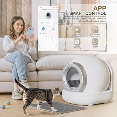 Greesum Automatic Self-Cleaning Litter Box for Multi-Cat Homes: Safe, APP-Controlled, Low Noise | Includes Mat & 1 Garbage Bags - Image 2