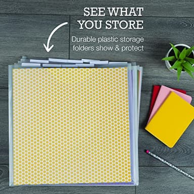 Samsill Scrapbook Paper Storage Organizer, 6 Count of Individual Top Loading Files with Customizable Tabs, Holds 12 x 12 Inch Scrapbook, Vinyl, Photos, Clear, PVC and Acid Free, 6 Pack - Image 4