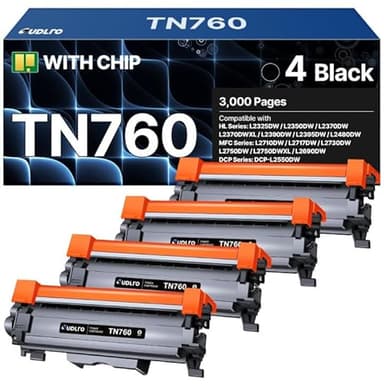 TN-760 - TN760 Toner for Brother Printer - Replacement for Brother TN760 TN-760 TN730 TN-730 Toner Compatible with MFC-L2750DW HL-L2370DW MFC-L2710DW HL-L2350DW HL-L2390DW DCP-L2550DW Printer(4 Black) - Image 1