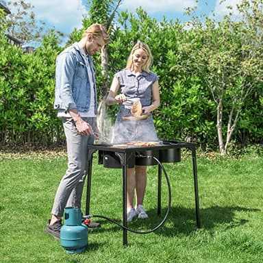 VIVOHOME 225,000 BTU Outdoor 3-Burner Propane Gas Stove, Heavy-Duty Camping Cooker with Detachable Legs Stand, Ideal for Backyard, Camping, and Outdoor Cooking - Image 2