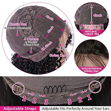 FIRIEYA Deep Wave Lace Front Wigs Human Hair Wigs for Black Women 180% Density 4X4 HD Transparent Lace Closure Human Hair Wigs for Black Women Glueless with Baby Hair Natural Color(18 Inch) - Image 5