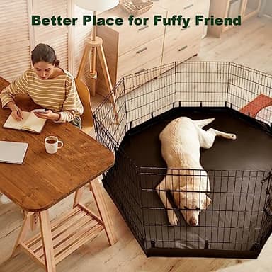 PJYuCien Dog Playpen - Metal Foldable Dog Exercise Pen, Pet Fence Puppy Crate Kennel Indoor Outdoor with 8 Panels 24”H & Bottom Pad for Small Medium Pets - Image 6