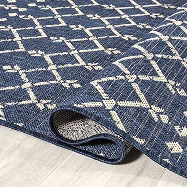 JONATHAN Y Moroccan Geometric Indoor Outdoor Runner Rug 2X8 Navy/Beige, Ourika Textured Weave for Backyard, Patio, Porch, Easy-Cleaning, High Traffic, Pet-Friendly, Non-Shedding (SMB108K-28) - Image 5
