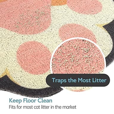 Rarenut Cute Cat Litter Mat 35”x24”, Litter Box Mat, Litter Trapping Mat, Soft on Kitty Paws, Easy Clean, Anti Slip, Pet Accessories, Door Floor mats - White Pink90*60 - Image 2