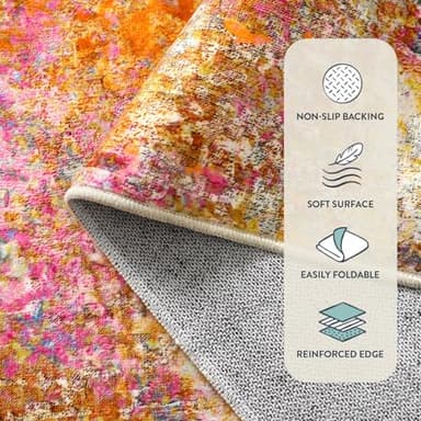 Lahome Modern Abstract Area Rugs 9x12 Living Room Rug Non Slip, Washable Colorful 9x12 Area Rug for Bedroom Girls Nursery, Soft Large Accent Carpet for Dining Room Table Office Home Decor - Image 3