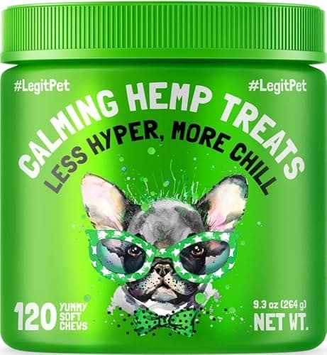 Calming Hemp Treats for Dogs Made in USA Organic Hemp Natural Separation Aid Helps Barking, Chewing, Thunder, Fireworks, Aggressive Behavior Soothing Stress Relief Natural Relaxation 120 Chews - Image 1