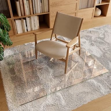 Koonmi Tempered Glass Chair Mat 36"x48" - Premium Office Chair Mat for Hardwood Floors & Low-Pile Carpet with 4 Non-Slip Pads - Thick Scratch-Resistant Surface - Image 3