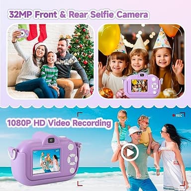 Kids Camera Toddler Toys for Girls Boys, YEEHAO 32MP Dual Lens Digital Camera for 3 4 5 6 7 8 9 Year Old Girl Christmas Birthday Gifts, 1080P Selfie Video Camera for Kids with 32GB SD Card - Image 4