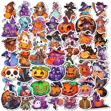 100PCS Non Repeating Halloween Children's Cartoon Pumpkin Themed Stickers Party Favors Vinyl Waterproof Holiday Party, Halloween Children's Cartoon Party Stickers Decoration - Image 1