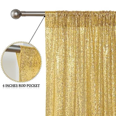 Sugargirl Gold Sequin Backdrop Curtain 4 Panels 2FTx8FT Glitter Gold Background Drapes Sparkle Photography Backdrop for Party Wedding Birthday Wall Decoration - Image 4