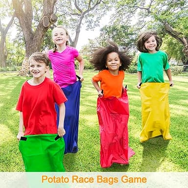 Potato Sack Race Bags - 32PCS Outdoor Games Sack Race Bags for Adults and Kids,3 Legged Race Bands,Egg Spoon Relay Race,Bean Bag Toss,Party Games for Kids,Field Day Games for Adults - Image 2